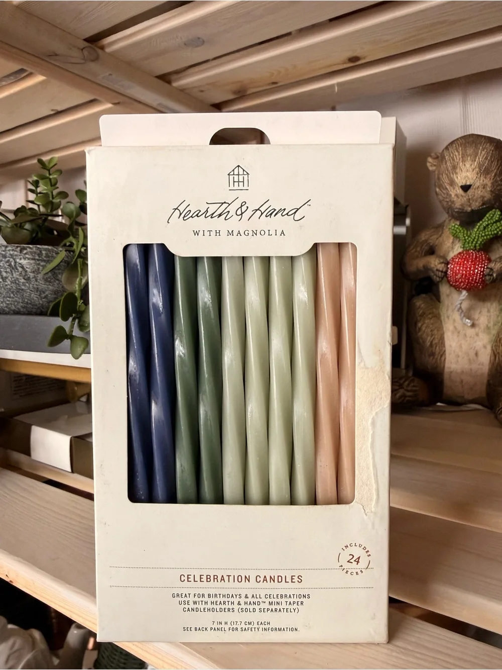 Hearth & Hand Twisted Taper Candles in Navy, Sage, Cream & Peach
